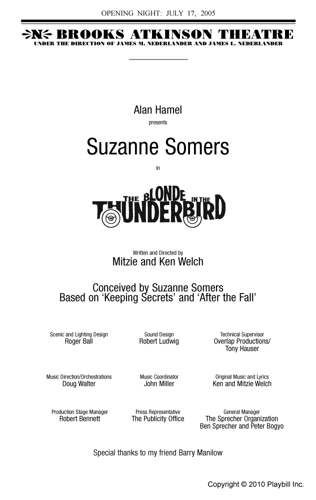 Suzanne Somers 'Blonde in the Thunderbird'